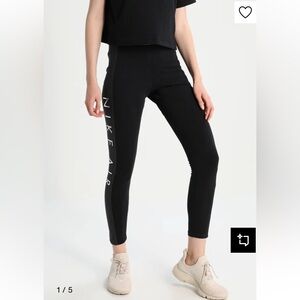 Nike Air Black and Grey Leggings with Silver Side Logo Medium